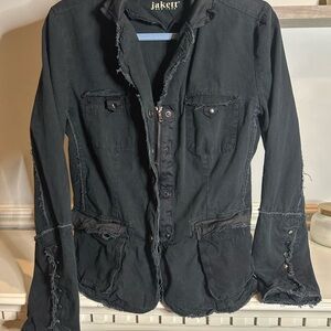 Jakett Women's Black Distressed Jacket